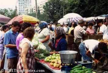 Typical marketplace in Romania, with fresh vegetables and stuff from individual farmers around the city